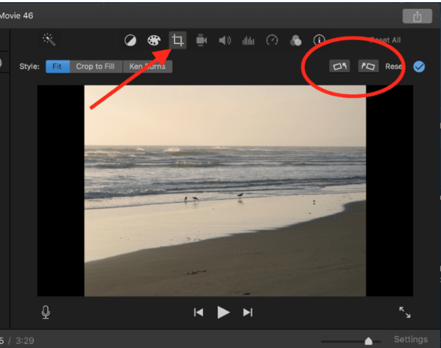 rotate video angle on iMovie