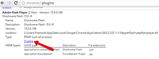 disable flash player