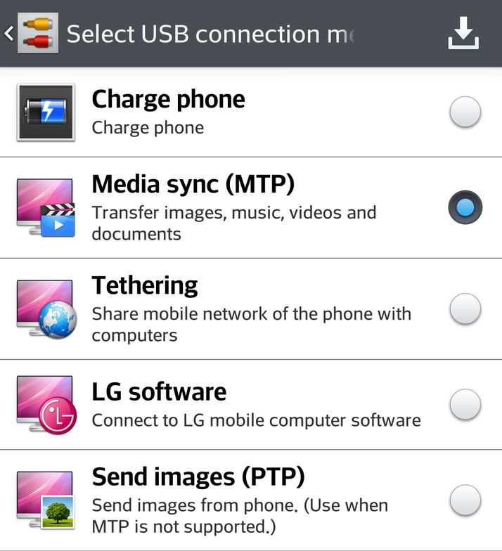 enable android mtp mode