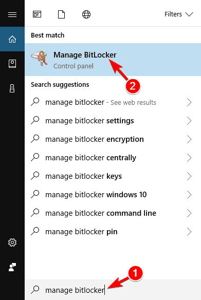 disable bitlocker control panel