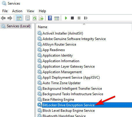 disable bitlocker windows services