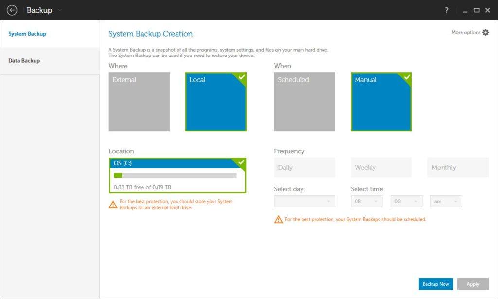 system backup creation