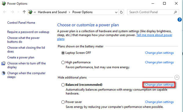 change plan settings