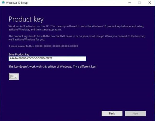 enter product key