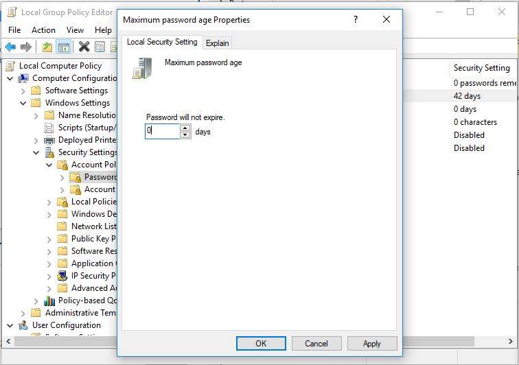 maximum password age