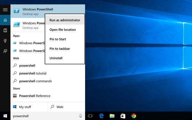 open powershell on windows 10