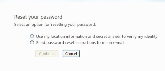 reset forgotten windows live id password