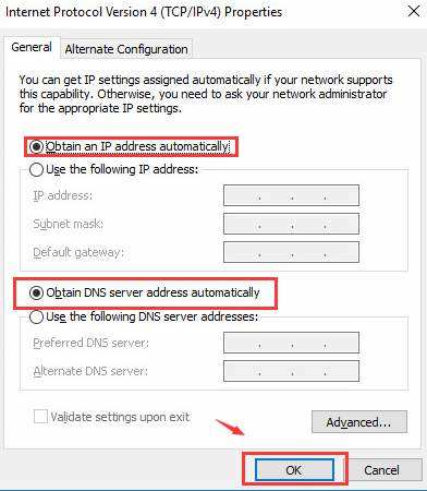 TCP/IPv4 properties