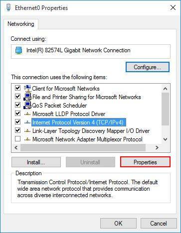 select internet protocol version 4