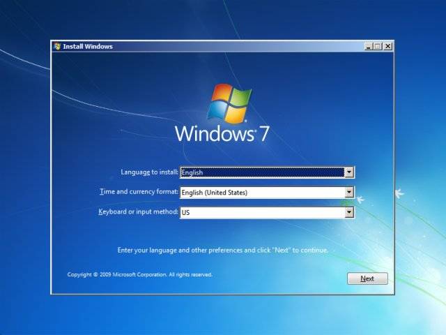 customize windows 7 installation settings on the beginning