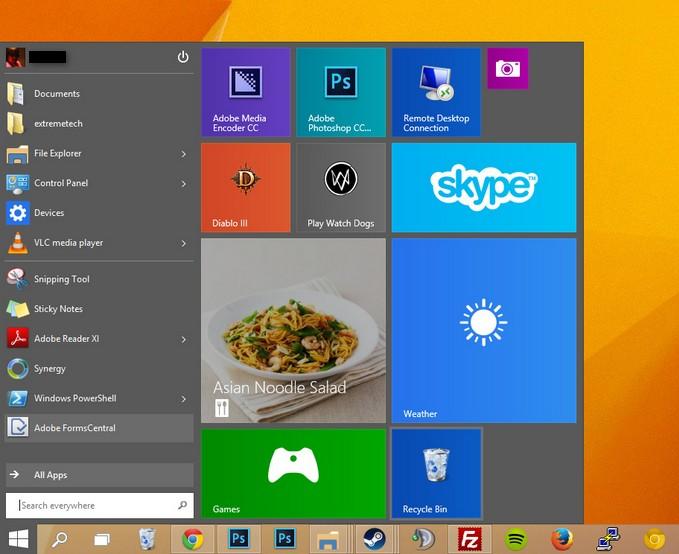 windows 10 start menu