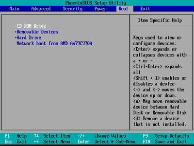 change boot order in bios