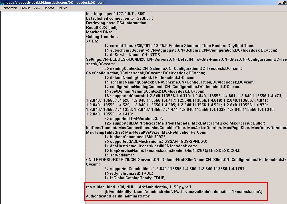  ad ds administrator authentication on windows server