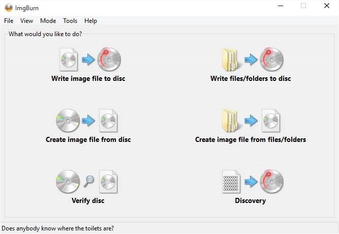 imgburn windows 10 main interface