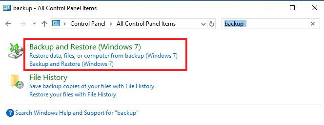 search backup and restore