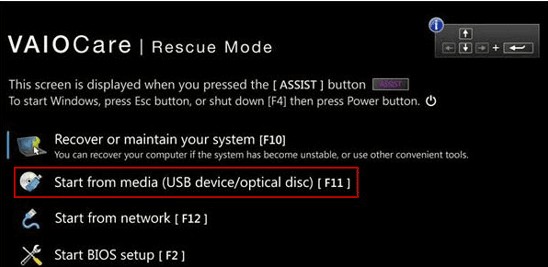 reset sony password from usb