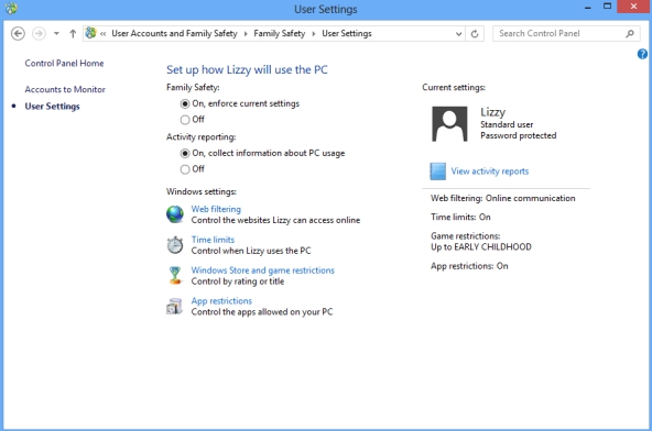 windows 8 parental controls time limits