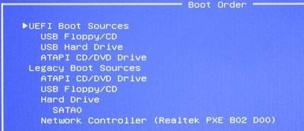 HP UEFI setup utility boot order