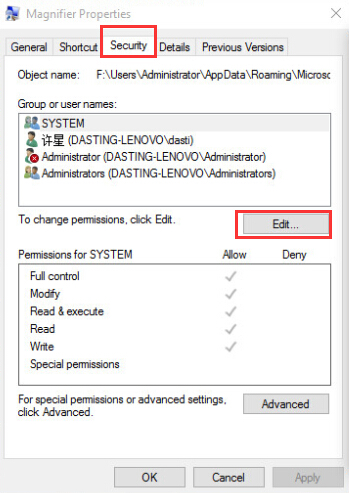 open security to manage magnifier