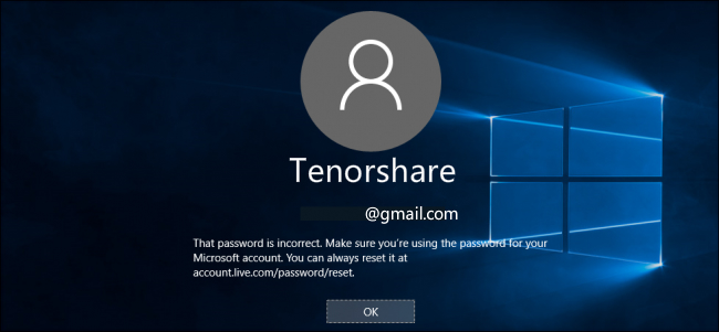 Win 10 incorrect password