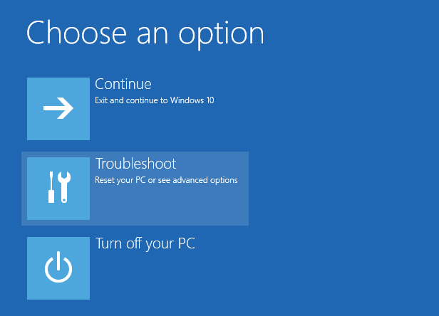 Windows 10 choose an option