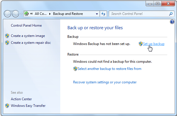 backup feature windows 7