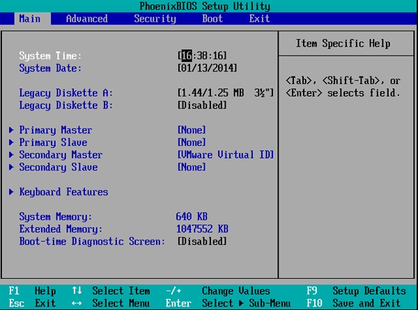 enter bios setup utility