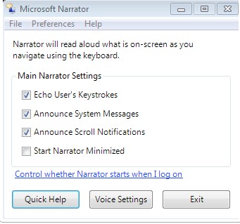 enable microsoft narrator