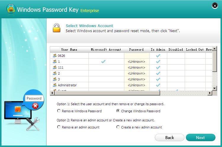 select account and reset password hp win 10