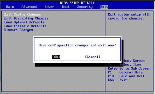 save bios changes and exit