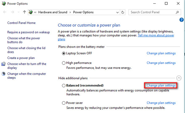 change plan settings