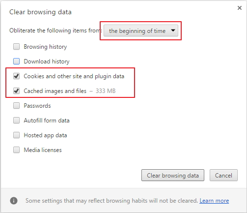 delete cookies and caches in chrome