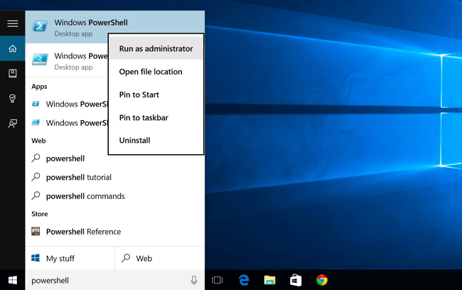 open powershell on windows 10