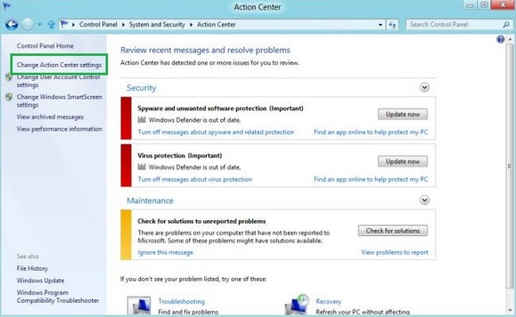 how to disable windows error reporting on windows 8