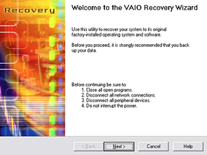 sonyvaio system repair disk