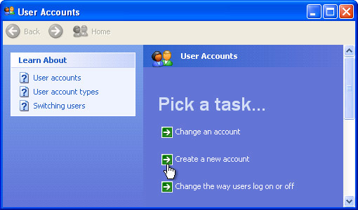 how to create a new user account