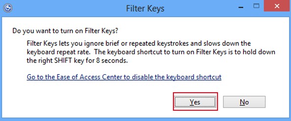 turn on filter keys in windows 8