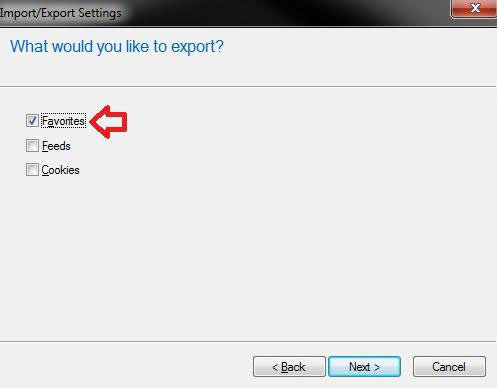 import favorites into ie windows 7