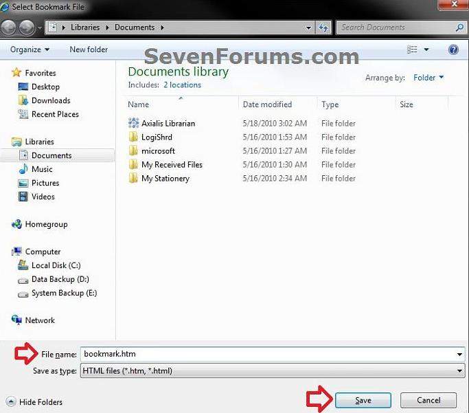 export favorites folder from internet explorer in windows 7