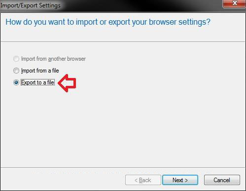 export favorites folder from internet explorer in windows 7