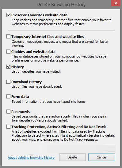 how to delete browsing history of internet explorer in windows 8.1 and 8