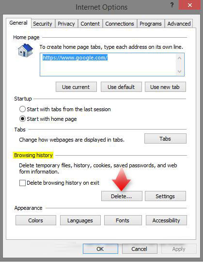 how to clear browsing history of internet explorer in windows 8.1 and 8