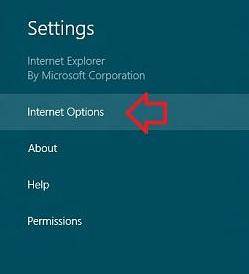 how to launch internet options for internet explorer in windows 8