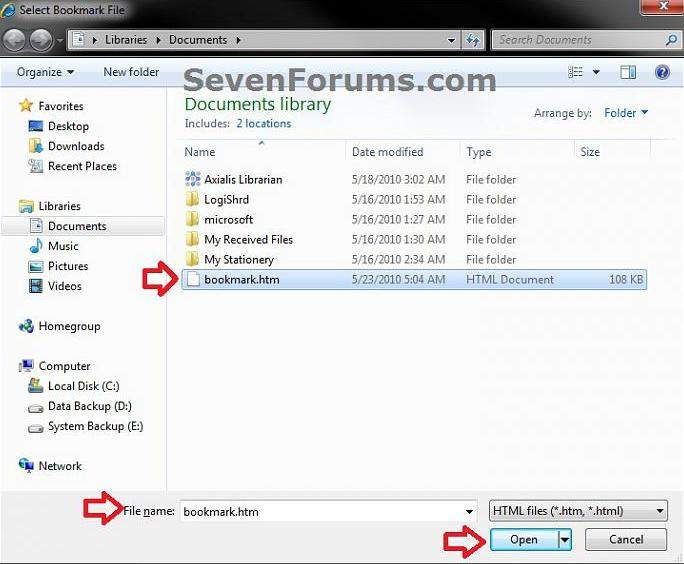 ackup bookmarks in internet explorer windows 7