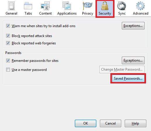 remove remembered passwords in firefox