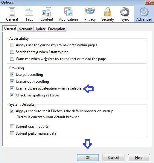 turn on gpu hardware acceleration in firefox