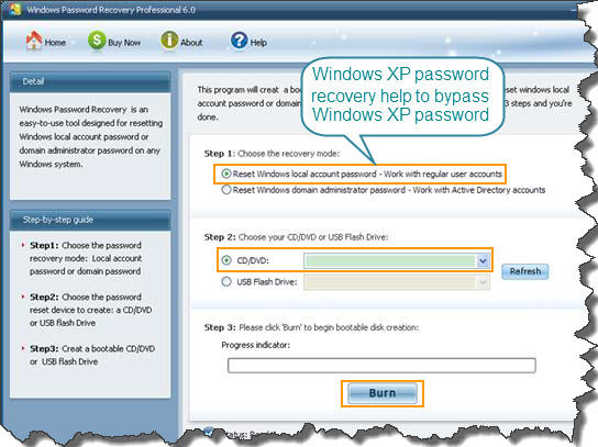 Windows XP password Recovery