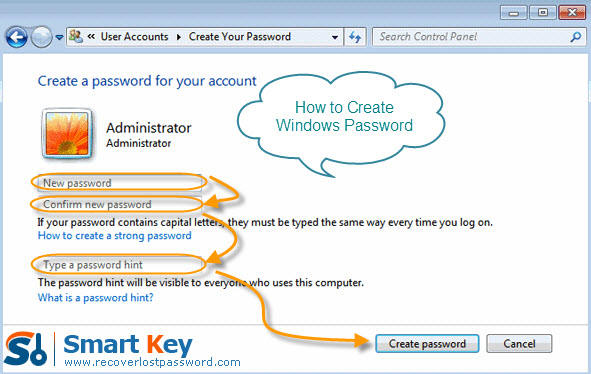 create windows password