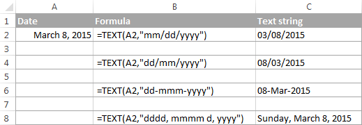 change date formats with different formula