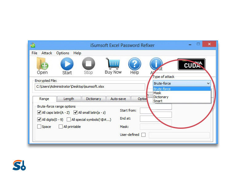 isumsoft excel password refixer interface